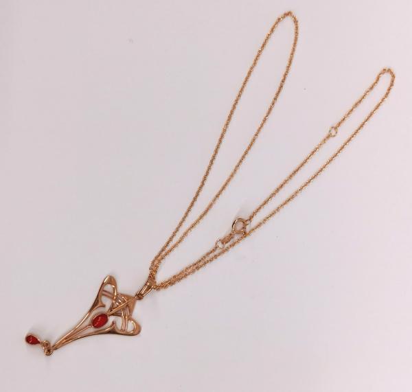 Collier rotvergoldet mit Koralle