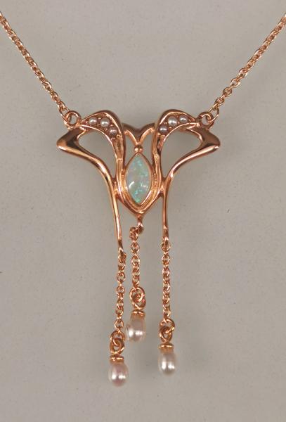rotvergoldetes Collier Opal Perlen