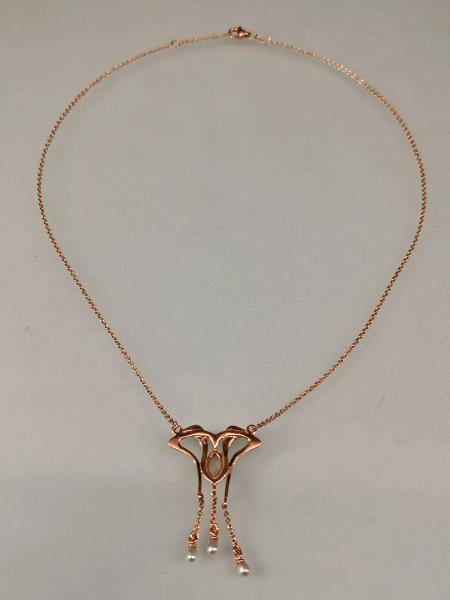 rotvergoldetes Collier Opal Perlen