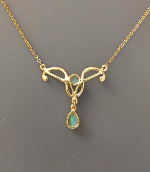 Collier gelbvergoldet mit Opal