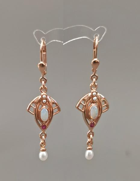 rotvergoldete Ohrringe Opal Perle