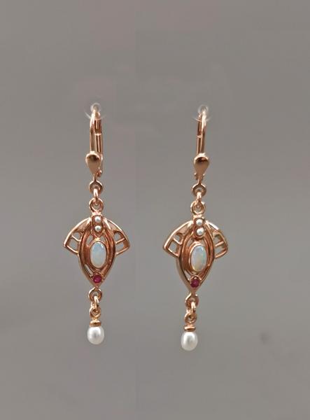 rotvergoldete Ohrringe Opal Perle