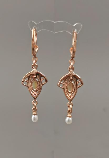 rotvergoldete Ohrringe Opal Perle