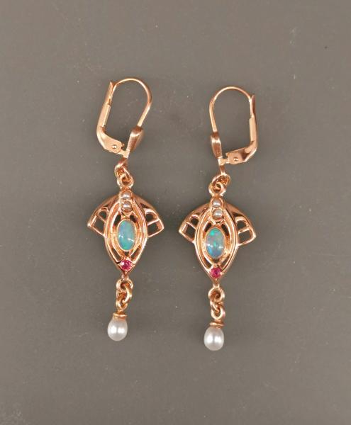 rotvergoldete Ohrringe Opal Perle