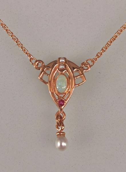 rotvergoldetes Collier Opal Rubin Perlen