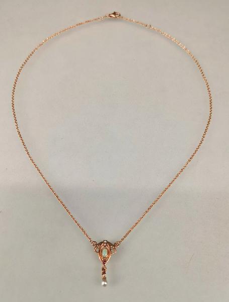 rotvergoldetes Collier Opal Rubin Perlen