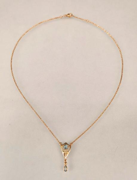 Silber vergoldet Collier mit Blautopas
