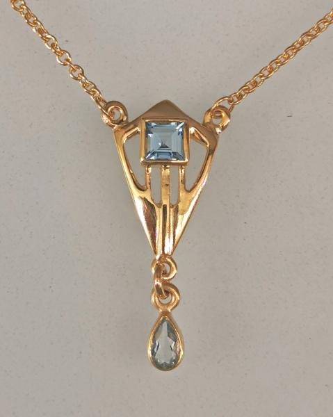 Silber vergoldet Collier mit Blautopas