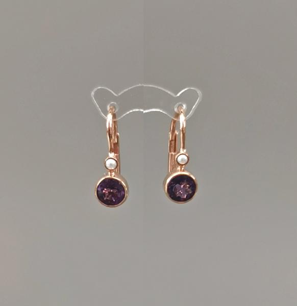 rotvergoldet Ohrringe Amethyst Perle