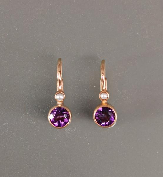 rotvergoldet Ohrringe Amethyst Perle