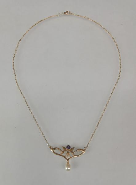 Amethyst Collier rotvergoldet Perlen
