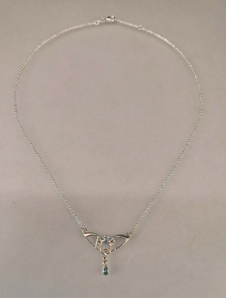 Silber Collier Blautopas Perlchen
