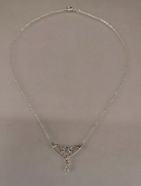 Silber Collier Blautopas Perlchen