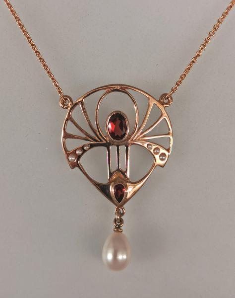 Collier rotvergoldet Granat Perlen