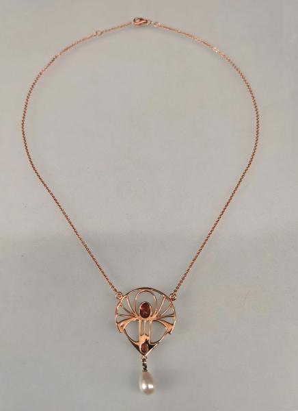 Collier rotvergoldet Granat Perlen