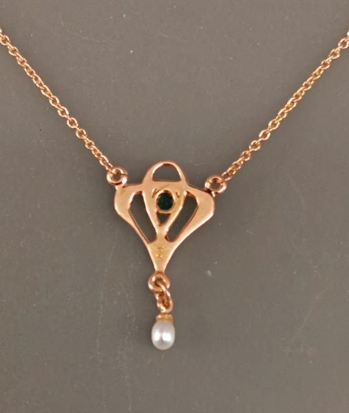 Collier gelbvergoldet Smaragd Perle