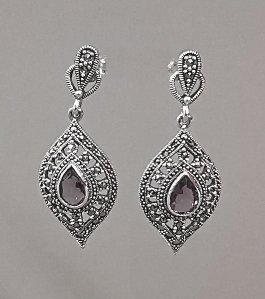 Ohrringe Amethyst Markasiten