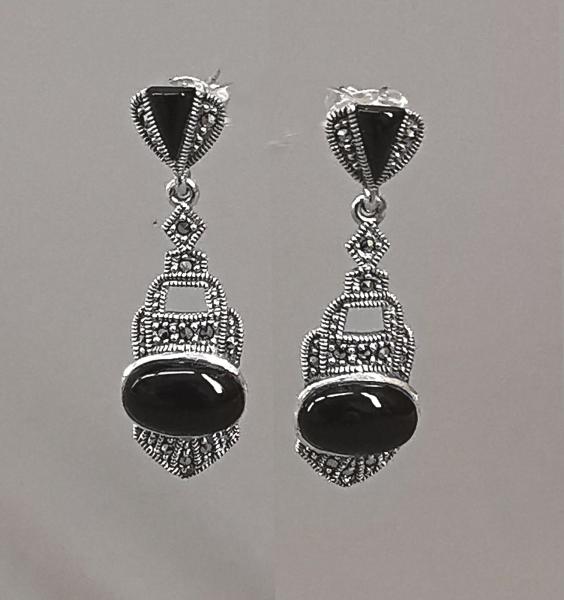 Ohrringe Onyx Markasiten