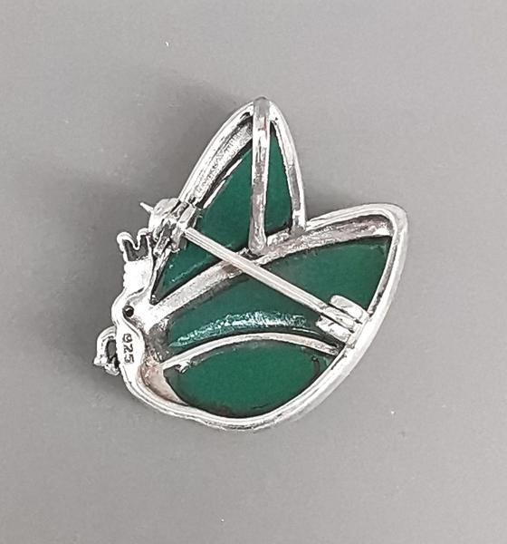 Anhänger Brosche Markasiten Grünachat Schmetterling 2x3cm