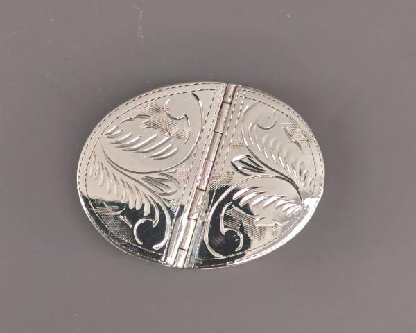 Pillendose oval graviert Doppelfach