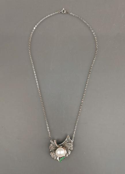 Smaragd Perlen Collier mit Markasiten