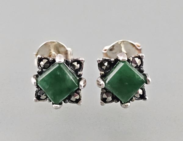 Grüne Jade Ohrringe Markasiten