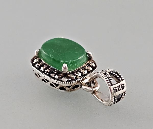 Grüne Jade Anhänger Markasiten 1,2x2,5cm