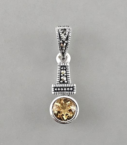 Citrin Anhänger mit Markasiten 0,7x2,5cm