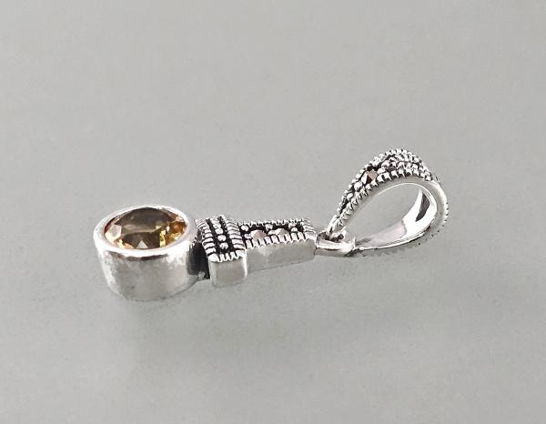 Citrin Anhänger mit Markasiten 0,7x2,5cm