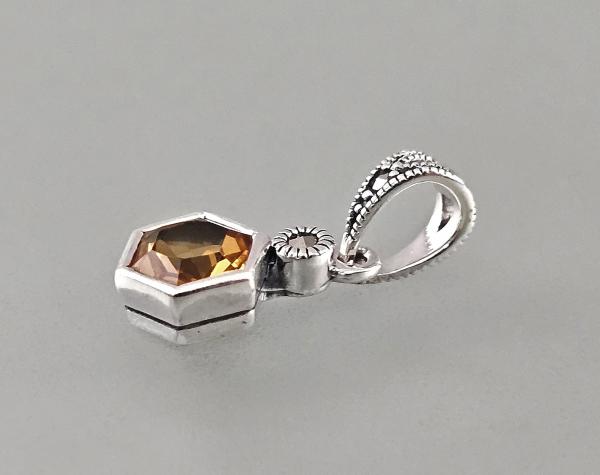 Citrin Anhänger mit Markasiten 0,8x2,5cm