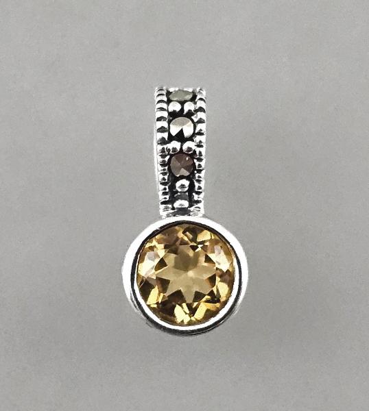 Citrin Anhänger mit Markasiten 0,6x1,5cm