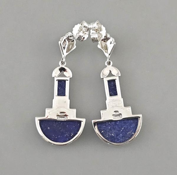 Lapislazuli Ohrringe Art déco mit Markasiten