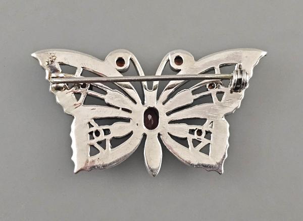 Granat Markasiten Brosche Schmetterling 4,5x3cm