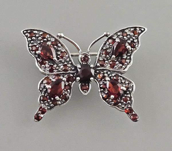 Granat Markasiten Brosche Schmetterling 3,5x3cm