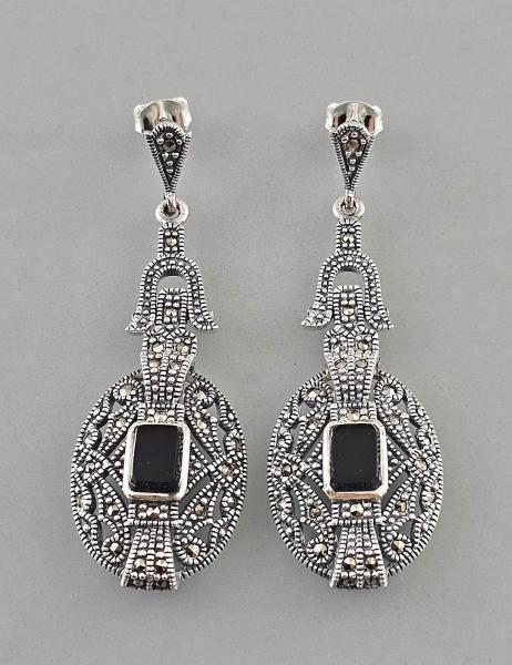Markasiten Onyx Ohrringe