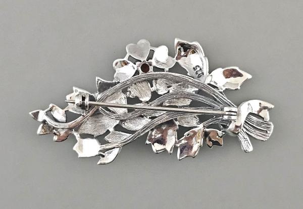 Markasiten Granat Brosche 3x6cm
