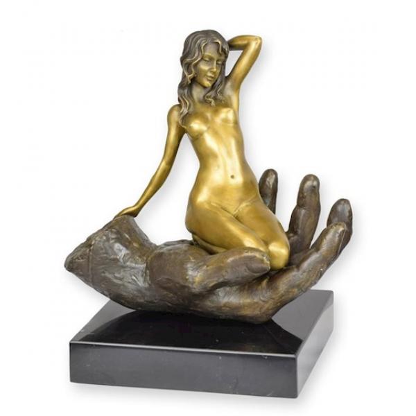 Bronze Skulptur Hand einen Frauenakt haltend