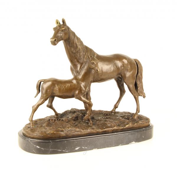 Bronze Skulptur Pferd mit Fohlen