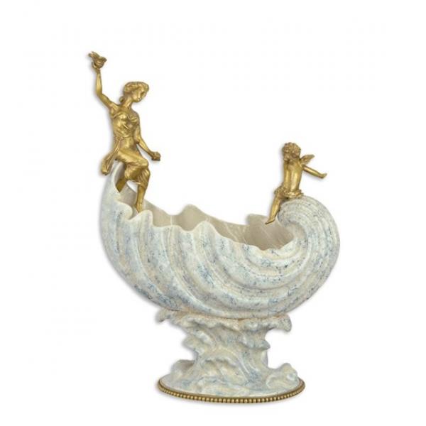 Tafelaufsatz Muschel-Schale Putto mit Schönheit