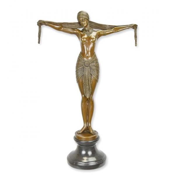 Bronze Skulptur Tänzerin mit Tuch Art déco