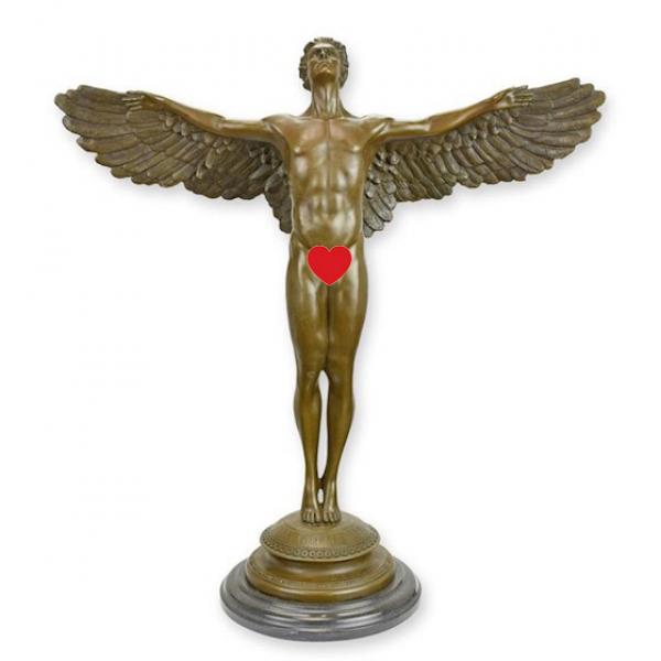 Bronze Skulptur geflügelter Mann "Tag"