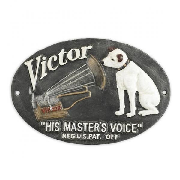 Eisen Plakette "HIS MASTERS VOICE"