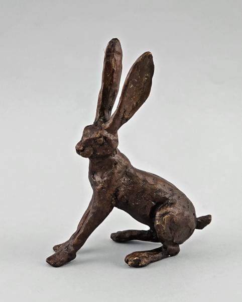 Bronze Skulptur sitzender Hase
