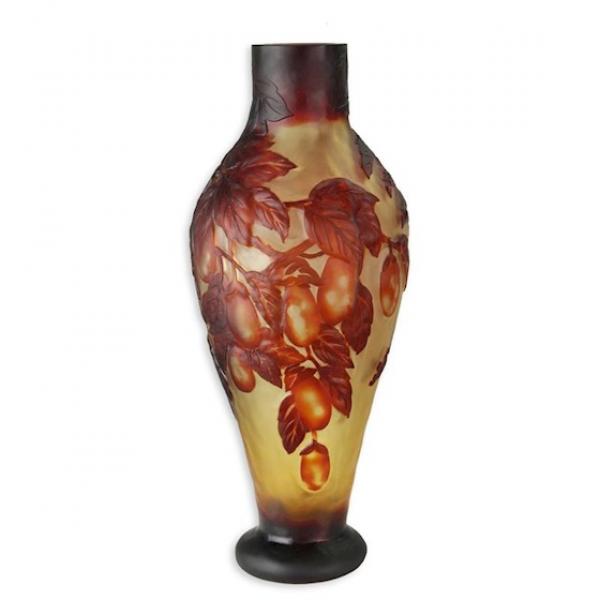 Kamee-Glas Vase Trauben