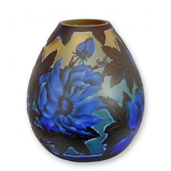 Kamee-Glas Vase Pfingstrose