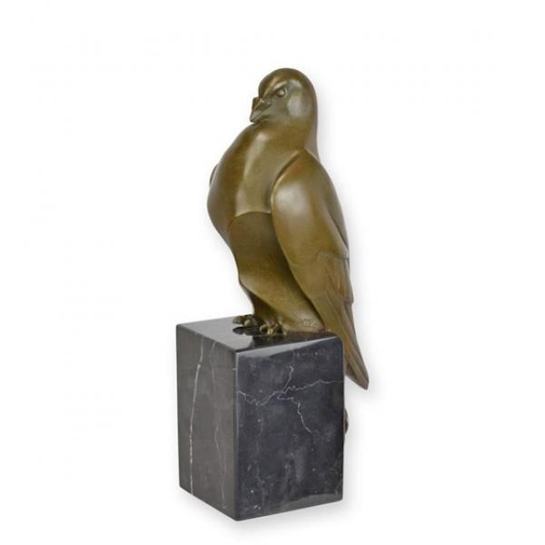 Bronze Skulptur auf Steinsockel Taube
