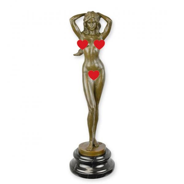 Bronze Skulptur auf Steinsockel Frauenakt