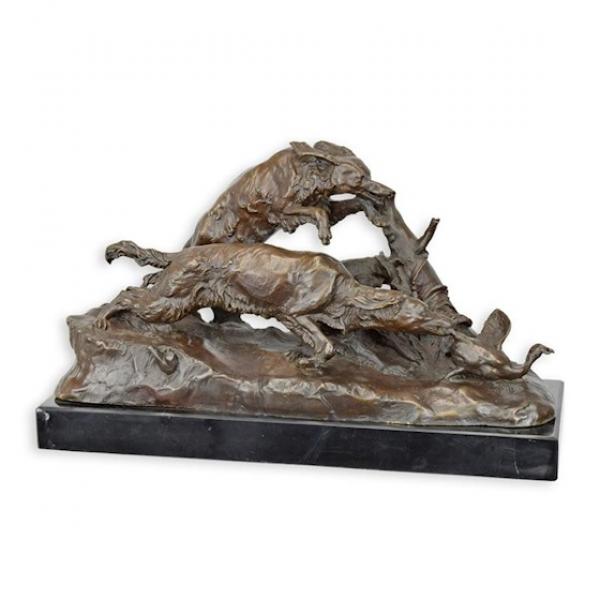 Bronze Skulptur Entenjagd mit Hunden