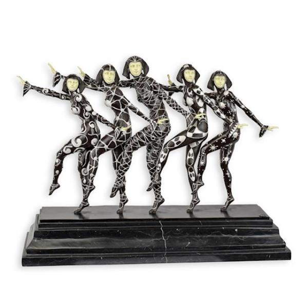 Bronze Skulptur "Die Mädchen" Art déco Tänzerinnen