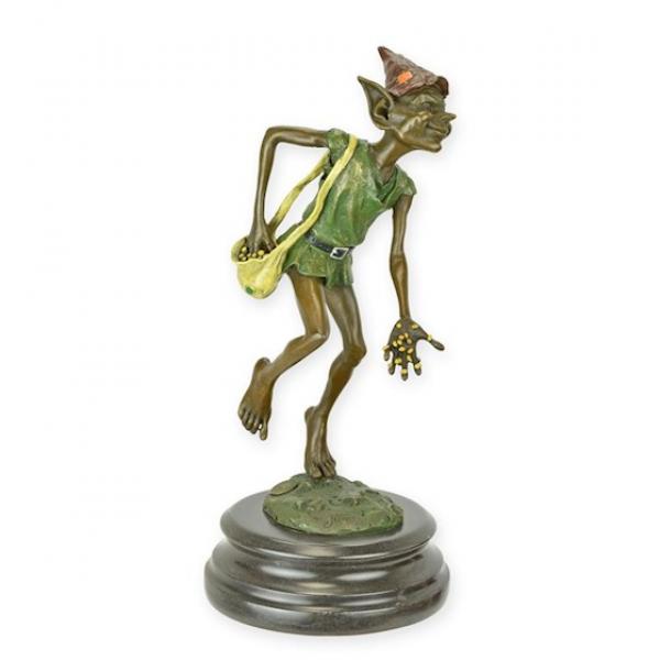 Bronze Skulptur farbig Goblin Kobold Zwerg